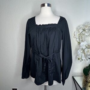 OLD NAVY Drawstring Waist Square Neck black Pullover Blouse Long Sleeve M